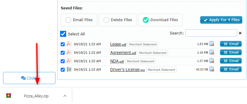 Multiple attachments downloaded as a ZIP file