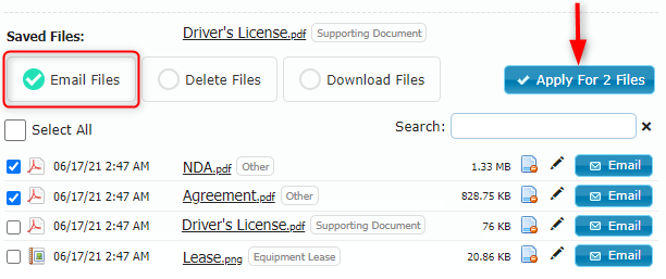 Email Files mass action with multiple attachments selected