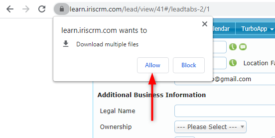 Chrome browser prompt asking permission to download multiple files