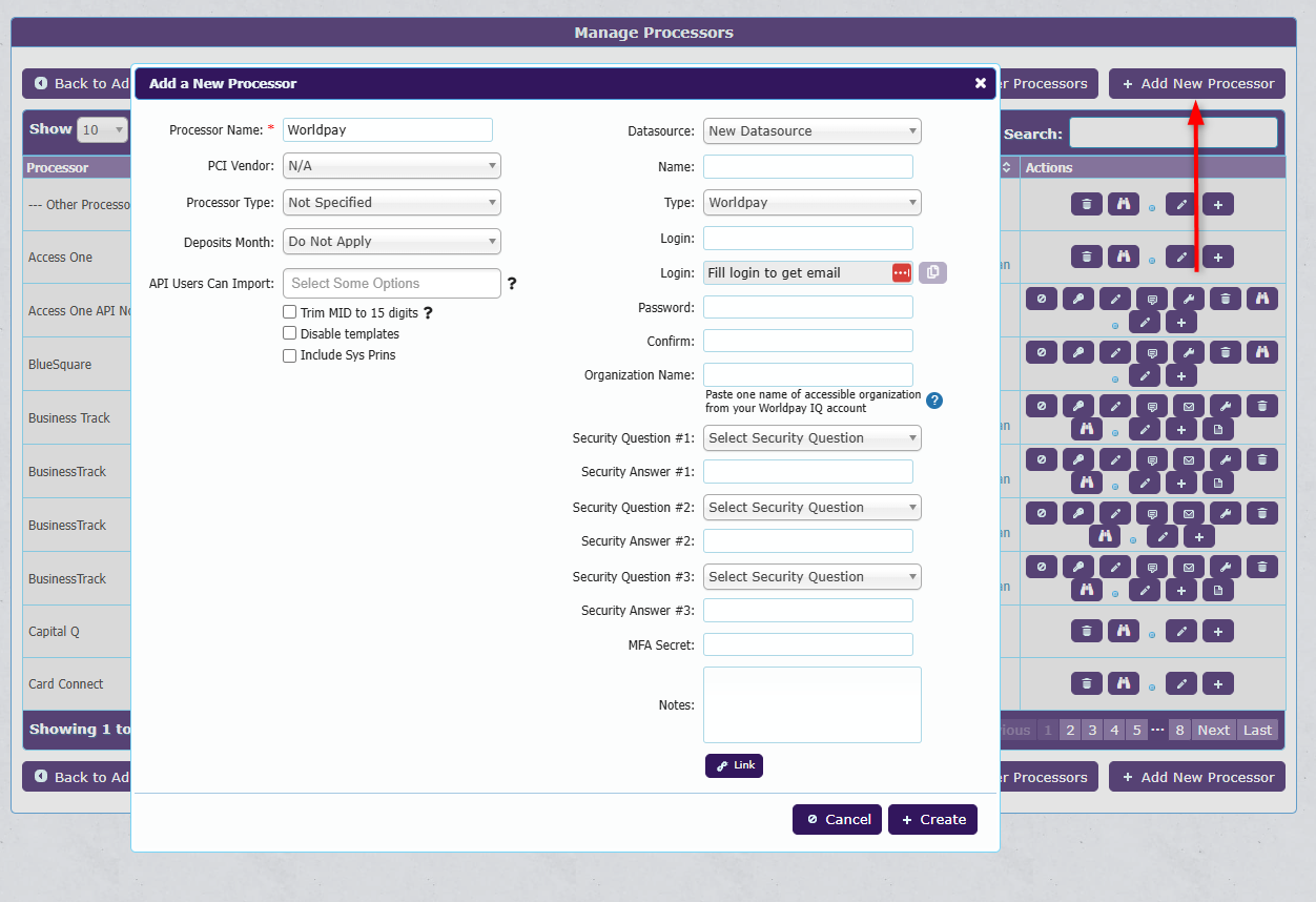 Worldpay data source configuration