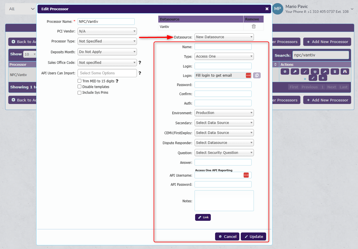 Worldpay credentials and security-question settings