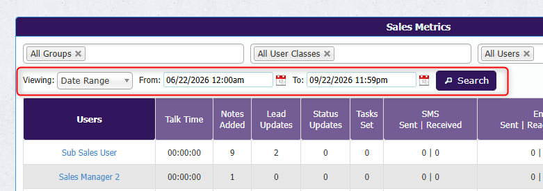 Custom date and time range fields with the Search button