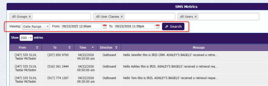 Custom From and To date fields with the Search button