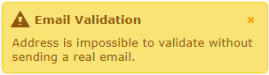 Message shown when an email cannot be validated