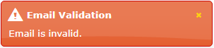 Email is invalid message