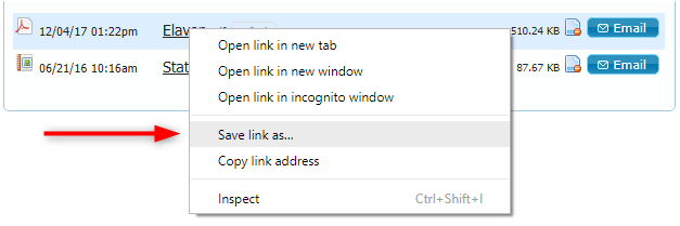 Chrome context menu showing the Save link as option